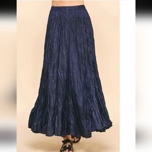 Vintage Longhorn Crinkle Broomstick Maxi Dark Purple Western Skirt